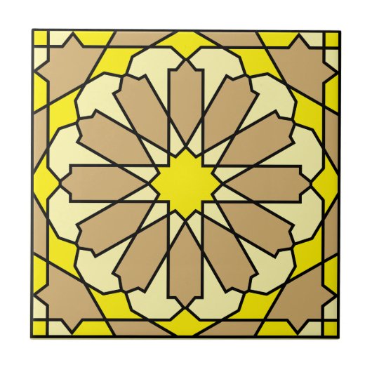 Geometrisch bloempatroon Azulejo Tegeltje (Voorkant)