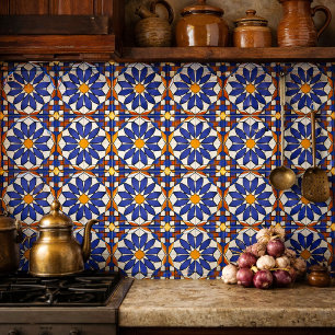 Geometrisch bloempatroon Azulejo  Tegeltje