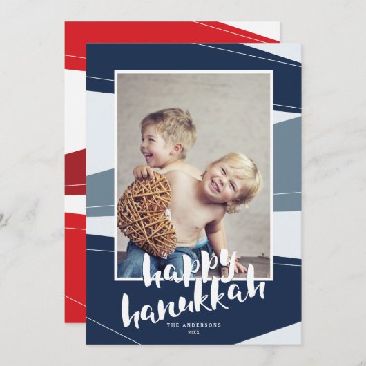 geometrisch blok | Chanoeka & Kerstmis Interreligi Feestdagenkaart (Voorkant / Achterkant)