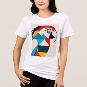 Geometrisch blokpapegaai T-shirt