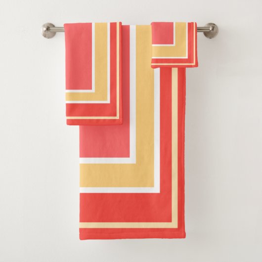 Geometrisch blokpatroon van Summer Peach Bad Handdoek (Insitu)