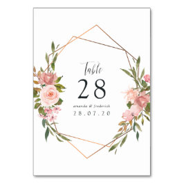 Geometrisch Blush Rozen Bindingnummer Kaart