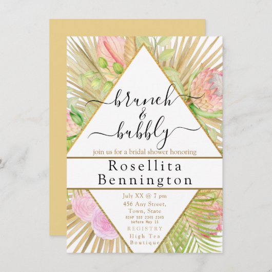 Geometrisch Boho bloemendriehoekig Vrijgezellenfee Kaart (Voorkant / Achterkant)