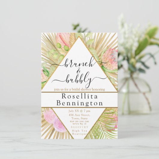 Geometrisch Boho bloemendriehoekig Vrijgezellenfee Kaart (Staand voorkant)