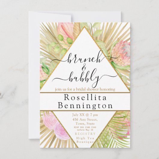 Geometrisch Boho bloemendriehoekig Vrijgezellenfee Kaart (Voorkant)