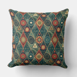 Geometrisch Boho Mandala Driehoekig Ontwerp Patroo Kussen
