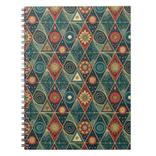 Geometrisch Boho Mandala Driehoekig Ontwerp Patroo Notitieboek