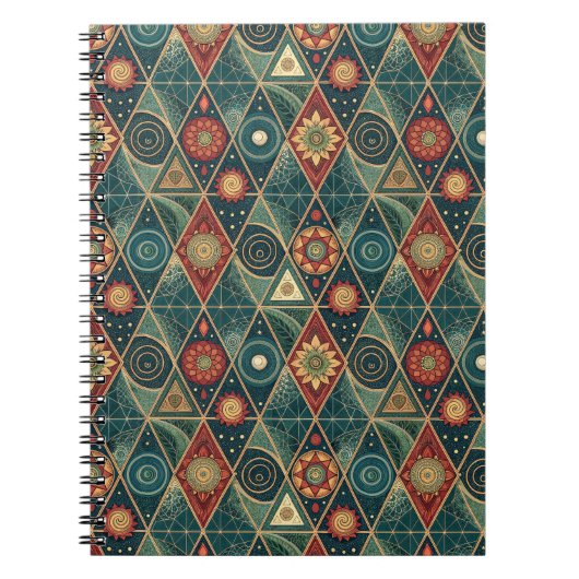 Geometrisch Boho Mandala Driehoekig Ontwerp Patroo Notitieboek (Voorkant)