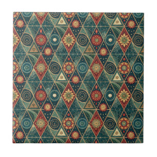 Geometrisch Boho Mandala Driehoekig Ontwerp Patroo Tegeltje