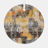 Geometrisch Boho-tribaal noodpatroon Glas Ornament (Achterkant)