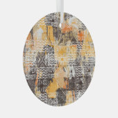 Geometrisch Boho-tribaal noodpatroon Glas Ornament (Voorkant Rechts)