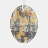 Geometrisch Boho-tribaal noodpatroon Glas Ornament (Voorkant links)
