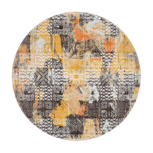 Geometrisch Boho-tribaal noodpatroon Snijplank (Voorkant)