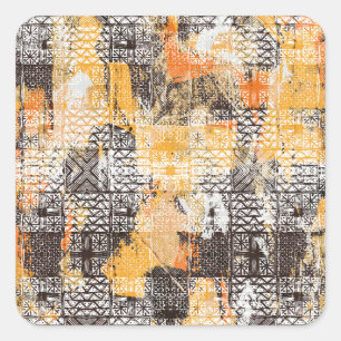Geometrisch Boho-tribaal noodpatroon Vierkante Sticker
