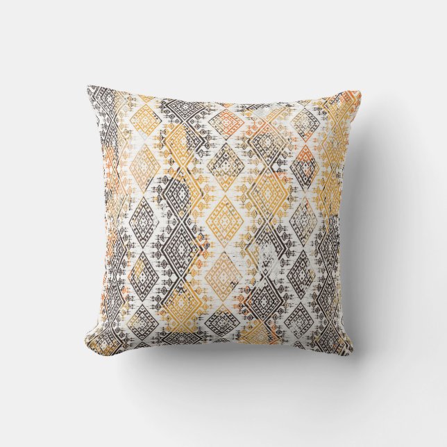 Geometrisch Boho Tribal: verdrietig patroon. Kussen (Voorkant)