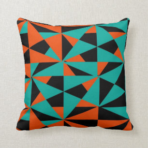 Geometrisch Bold Retro Funky Oranje Black Blauwgro Kussen
