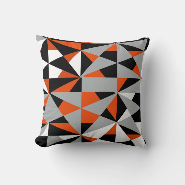 Geometrisch Bold Retro Funky Oranje Black White Kussen (Voorkant)