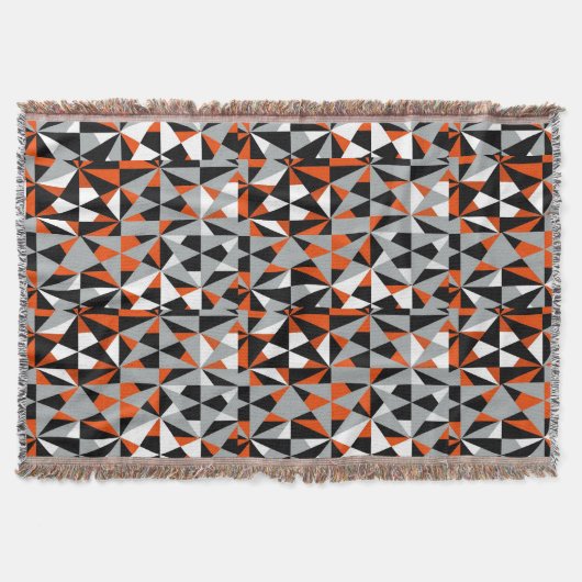 Geometrisch Bold Retro Funky Oranje Grijze Zwart W Deken (Voorkant)