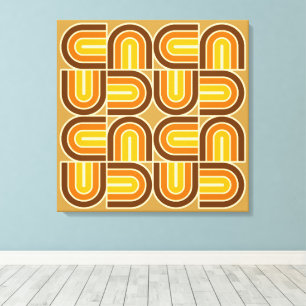 Geometrisch boogpatroon in jaren '70 canvas afdruk
