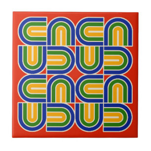 Geometrisch boogpatroon in jaren '70 tegeltje