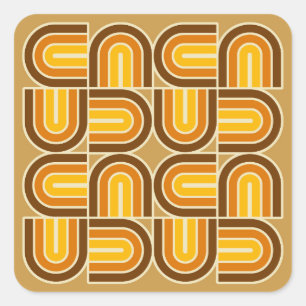 Geometrisch boogpatroon in jaren '70 vierkante sticker