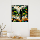 Geometrisch bos poster (Keuken)