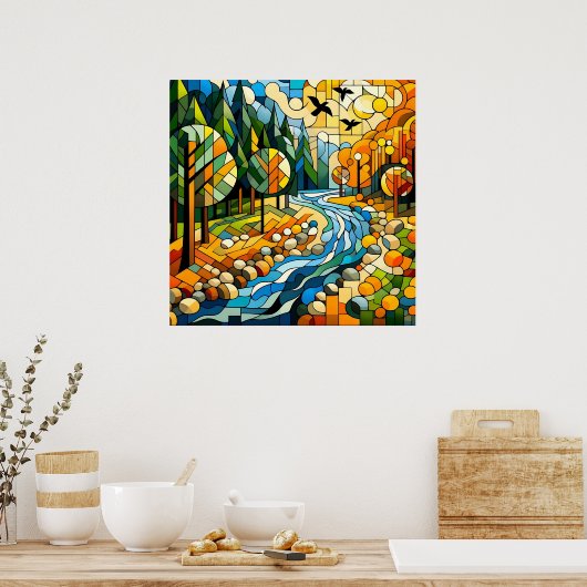 Geometrisch bos poster (Keuken)