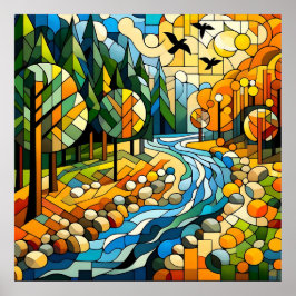 Geometrisch bos poster