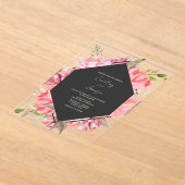 Geometrisch botanische roze bloemige trouwuitnodig acryl uitnodigingen (Laagn)