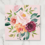 Geometrisch Bourgogne Blush Bloemen Vrijgezellenfe Bedankjes Labels (Achterkant)