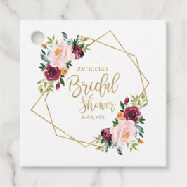 Geometrisch Bourgogne Blush Bloemen Vrijgezellenfe Bedankjes Labels