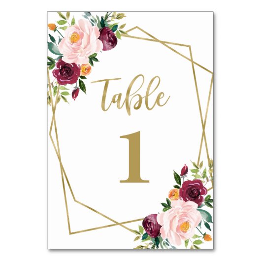 Geometrisch Bourgogne Blush Bloemen Vrijgezellenfe Kaart (Voorkant)