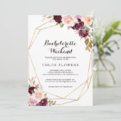 Geometrisch Bourgondisch Bloemen Bachelorette Week Kaart (Staand voorkant)