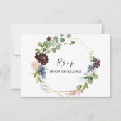 Geometrisch Bourgondisch Bloemengroen Menu Keuze (Voorkant)