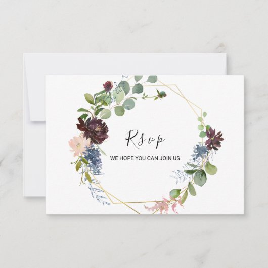 Geometrisch Bourgondisch Bloemengroen Menu Keuze (Voorkant)