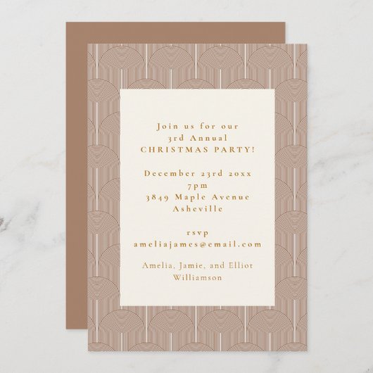  geometrisch bruin boog lijnen kerstfeest kaart (Voorkant / Achterkant)