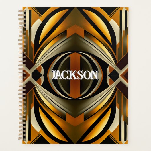 Geometrisch Bruin en Goud Geometrisch Patroon Planner (Voorkant)