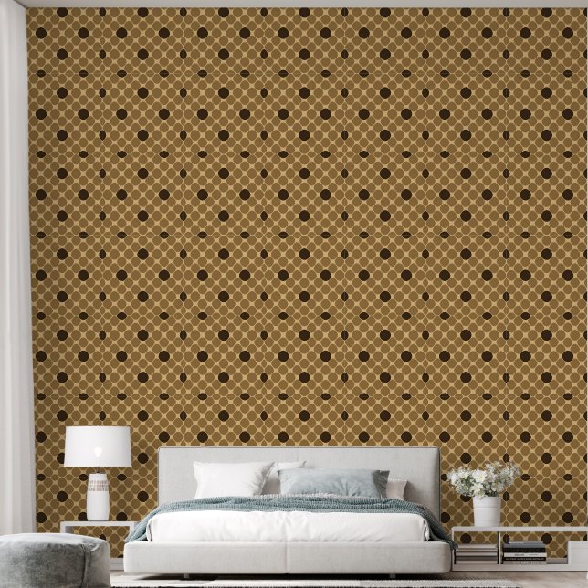 Geometrisch bruin patroon met cirkels behang (Slaapkamer)