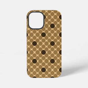 Geometrisch bruin patroon met cirkels iPhone 12 mini hoesje