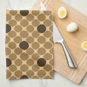 Geometrisch bruin patroon met cirkels theedoek (Quarter Fold)