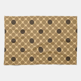 Geometrisch bruin patroon met cirkels theedoek