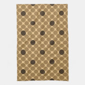 Geometrisch bruin patroon met cirkels theedoek (Verticaal)
