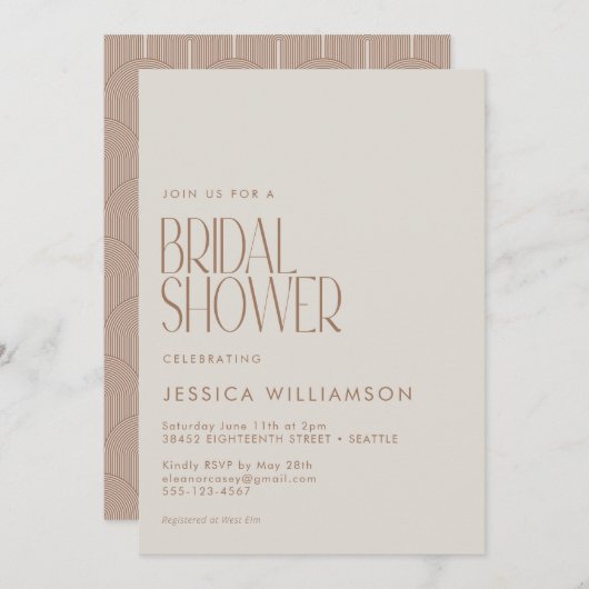 Geometrisch bruin Vrijgezellenfeest met moderne vo Kaart (Voorkant / Achterkant)