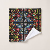 Geometrisch Buitenaards Tech Meerkleurig Patroon Bad Handdoek (Wasdoekje)