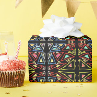 Geometrisch Buitenaards Tech Meerkleurig Patroon Cadeaupapier
