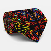 Geometrisch Buitenaards Tech Meerkleurig Patroon Stropdas (Opgerold)