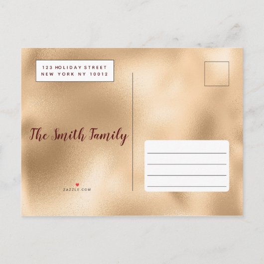 Geometrisch chique goud Bourgogne rood feestje Uitnodiging Briefkaart (Achterkant)