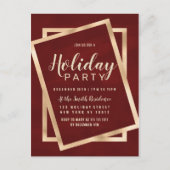 Geometrisch chique goud Bourgogne rood feestje Uitnodiging Briefkaart (Voorkant)