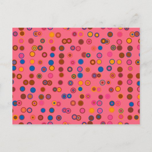 Geometrisch cirkelpatroon koraalroze bubblegum briefkaart (Voorkant)