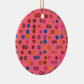 Geometrisch cirkelpatroon koraalroze bubblegum keramisch ornament (Rechts)